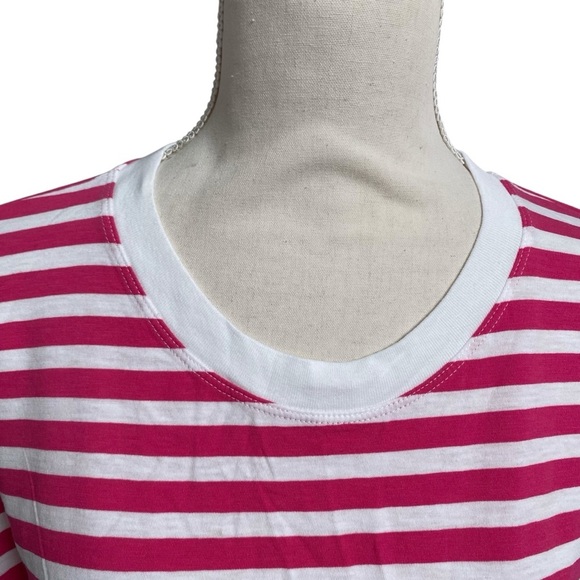 J.Crew Factory Pink White Striped Cotton Long Sleeve Tee Small NWT - Picture 2 of 13